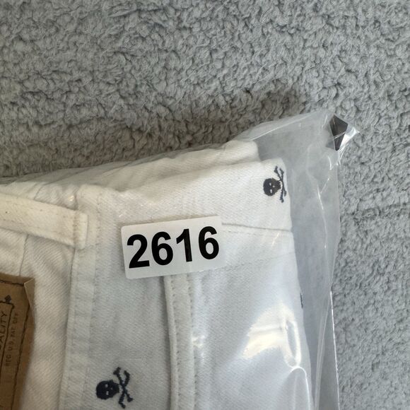 S Polo Ralph Lauren Jeans Mens 33x29 Varick Slim White Skull Allover Embroidery - Picture 13 of 13